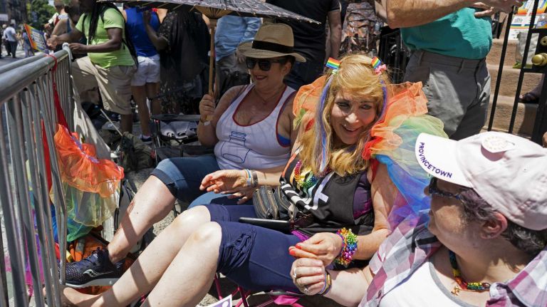 NYC Pride March 2016: See photos of the annual march to commemorate the Stonewall riots 140 People get in place early for the Pride March near The Stonewall Inn in West Village on Sunday, June 26, 2016. The March, the highlight of NYC Pride week, is estimated to draw over a million viewers and supporters to the streets this year as the LGBT community and others come together in solidarity in the wake of the massacre at Pulse nightclub in Orlando, Florida.