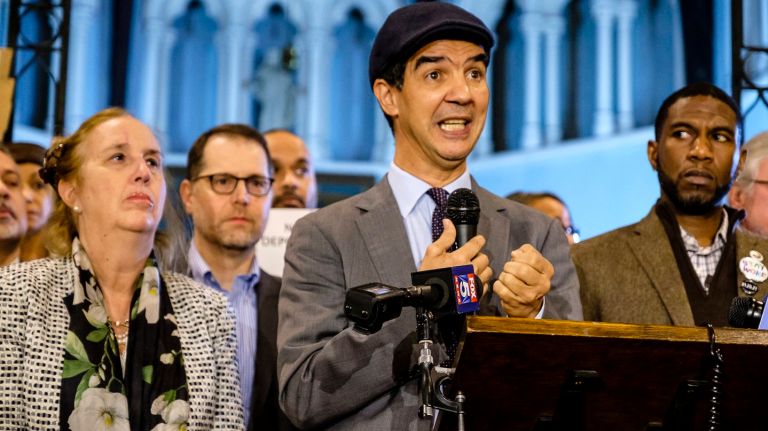 A Bronx hit-and-run crash that killed a man and injured another on Monday prompted City Councilman Ydanis Rodriguez, center, to call on the NYPD to put more resources into combating  similar incidents.