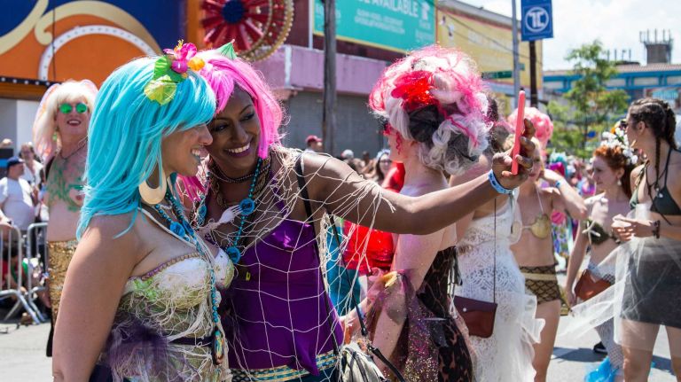 Coney Island Mermaid Parade 2016: See photos 36 Janis Atty, left, and Maya Tessema of Brooklyn take a selfie during the 2016 Mermaid Parade in Coney Island on June 18, 2016.