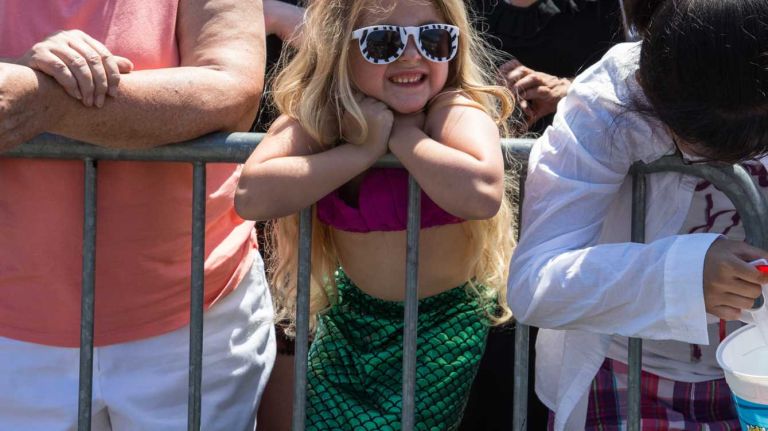 Coney Island Mermaid Parade 2016: See photos 48 Emma Carberry, 6, of Dyker Heights, Brooklyn, watches the 2016 Mermaid Parade in Coney Island on June 18, 2016.