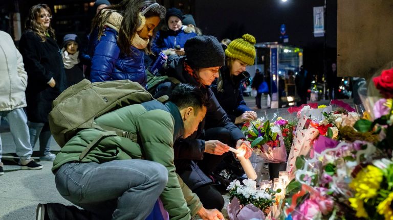 A memorial in Park Slope for two children hit and killed by a car near the corner of Ninth Street and Fifth Avenue continues to grow on Tuesday, March 6, 2018.