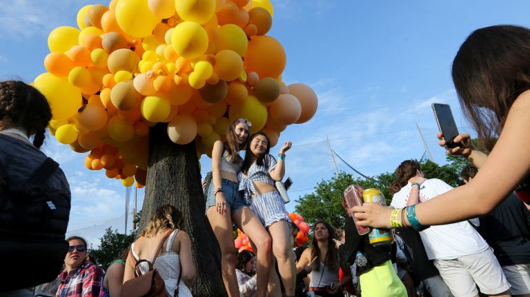 A balloon tree at the Governors Ball Sunday on Randall's Island.