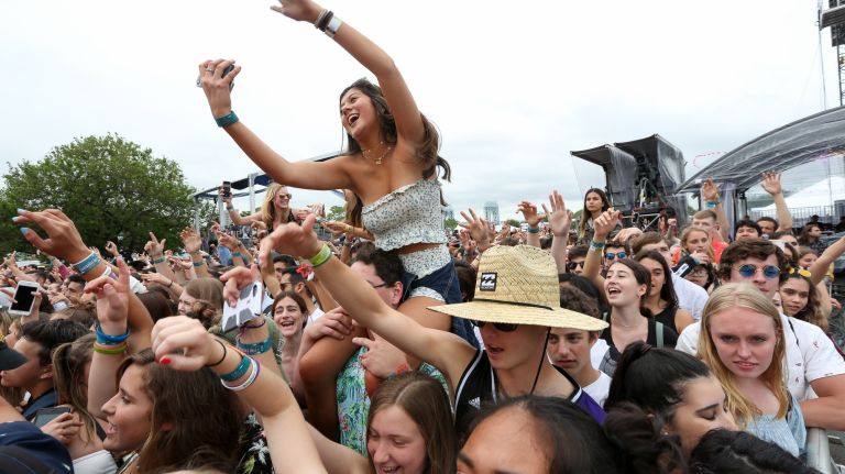 Fans at the Khalid performance Sunday at the Governors Ball on Randall's Island.