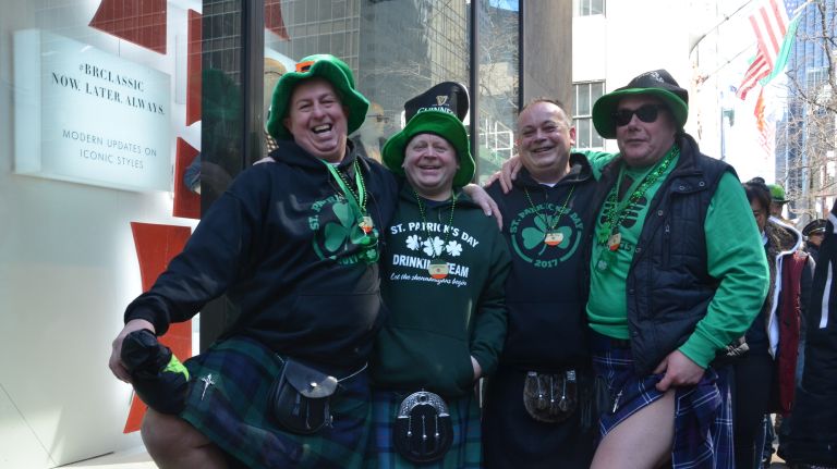 St. Patrick's Day parade: Wackiest costumes spotted in NYC 14 We're not sure if leprechauns typically wear kilts, but these guys are definitely enjoying the spirit of St. Patrick's Day.