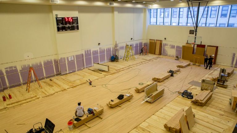 A basketball court inside The Eugene, a luxury residential tower in the Manhattan West section of Hudson Yards, is in the final stages of construction on Wednesday, March 8, 2017.