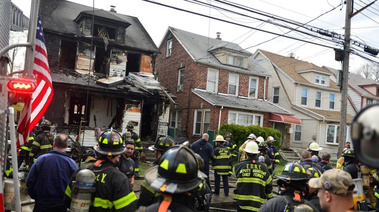The scene of a fatal house fire in Queens Village on Sunday, April 23, 2017.
