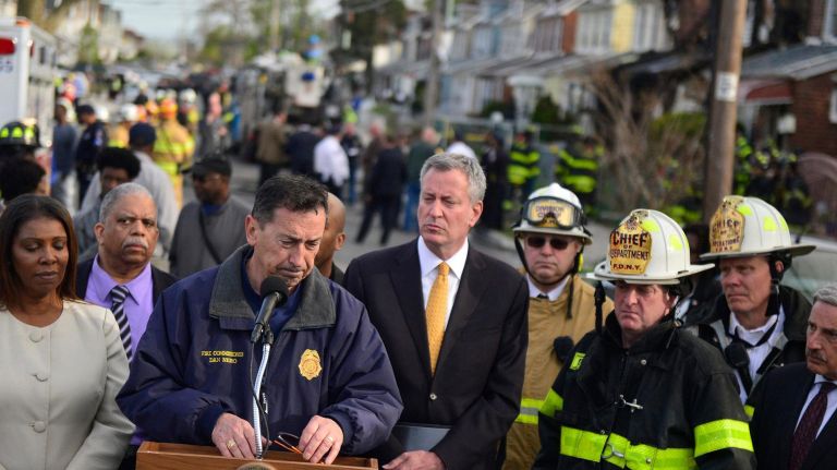 FDNY Commissioner Daniel Nigro speaks at a news conference after a fatal house fire on 208th Street in Queens Village on Sunday, April 23, 2017.