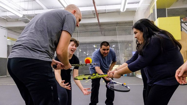 Court 16 in Gowanus uses special tennis balls during its Sound of Tennis program for players with visual impairments.