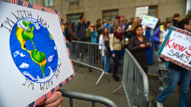 March for Science in NYC: Photos of the Earth Day rally against Trump 24 A demonstrator holds a sign that says