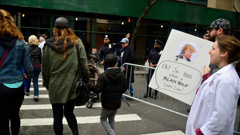 March for Science in NYC: Photos of the Earth Day rally against Trump 25 Demonstrators participate Saturday, April 22, 2017, in the March for Science in Manhattan.