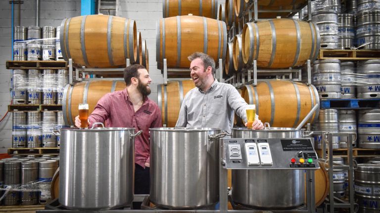 Five Boroughs Brewing Co. co-founders Blake Tomnitz, left, and Kevin O'Donnell launched their business in Sunset Park in August.