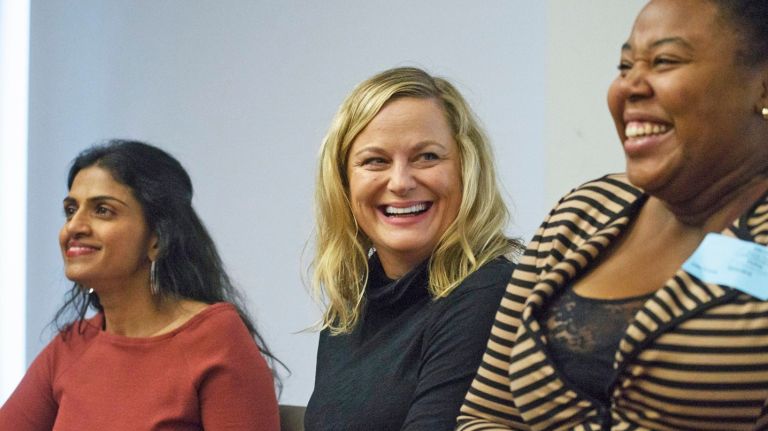 Amy Poehler, restaurant servers call for fair wage for tipped workers 1 Amy Poehler rallied for tipped workers along with Restaurant Opportunities Centers United co-founder Saru Jayaraman, left, and restaurant worker Shanita Thomas at The Rockefeller Foundation in Manhattan on Tuesday, Feb. 20, 2018.