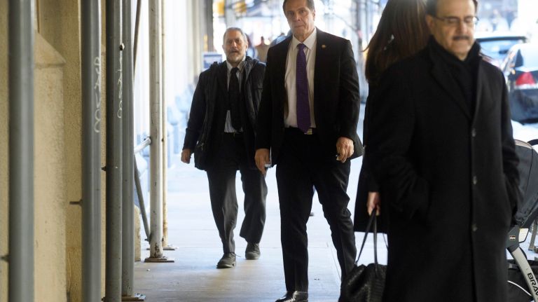 Gov. Andrew M. Cuomo arrives for Pulitzer Prize-winning columnist Jimmy Breslin's funeral Mass at the Church of the Blessed Sacrament in Manhattan on Wednesday, March 22, 2017.