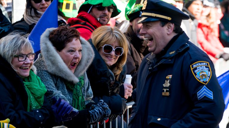 Participants get ready before the start of the New York City St. Patrick's Day parade on Friday, March 17, 2017, in Manhattan.