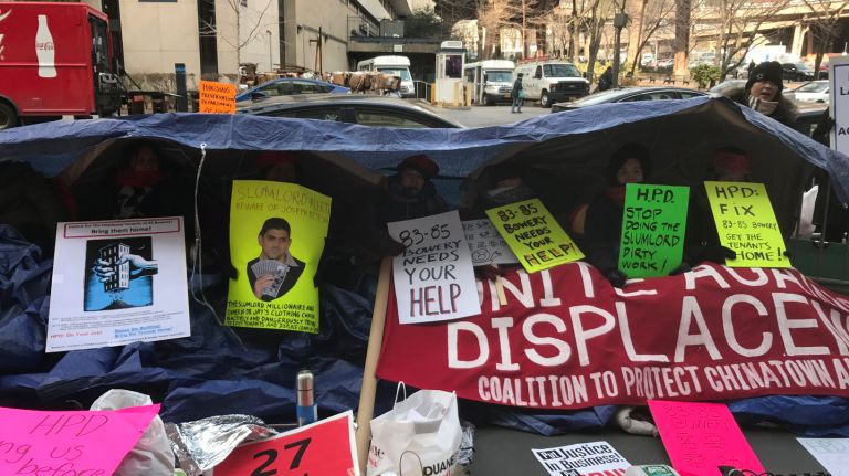 The Bowery tenants who went on a hunger strike temporarily ended  the protest on Monday, Feb. 12, 2018, to celebrate Chinese New Year.