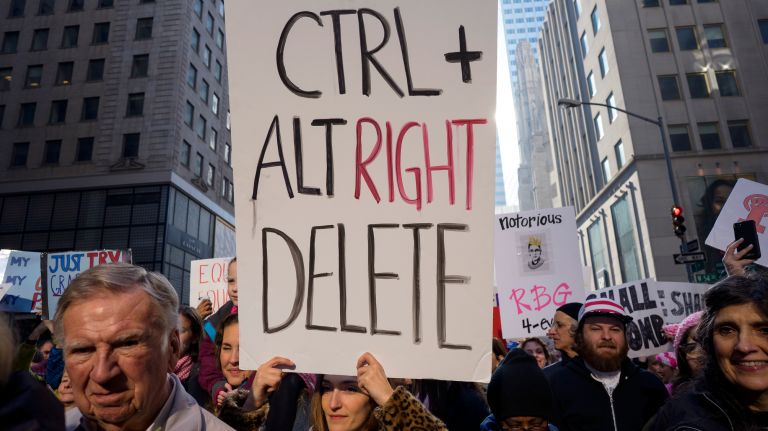 People march on Fifth Avenue in Manhattan on Saturday, Jan. 21, 2017.