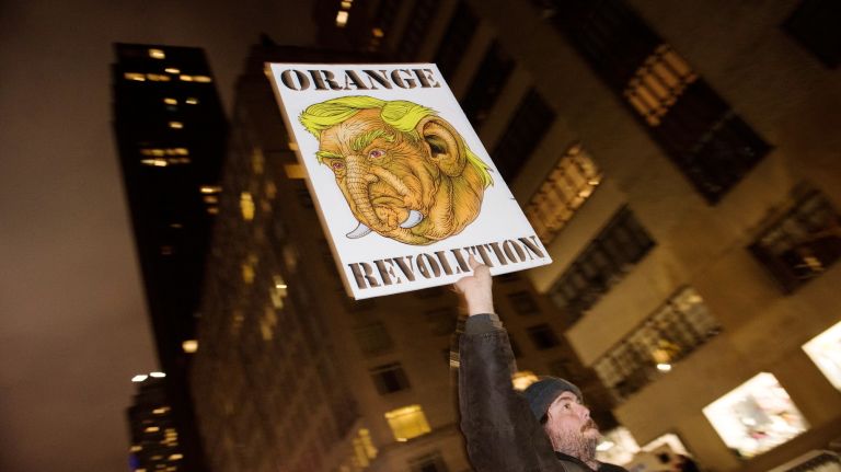 Homemade signs were peppered throughout the crowd at the 