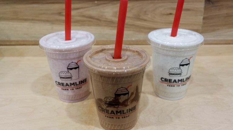 The milkshakes are definite stars: thick and creamy, each studded with evidence of their flavors -- strawberries, chocolate fudge swirls, specks of vanilla beans.