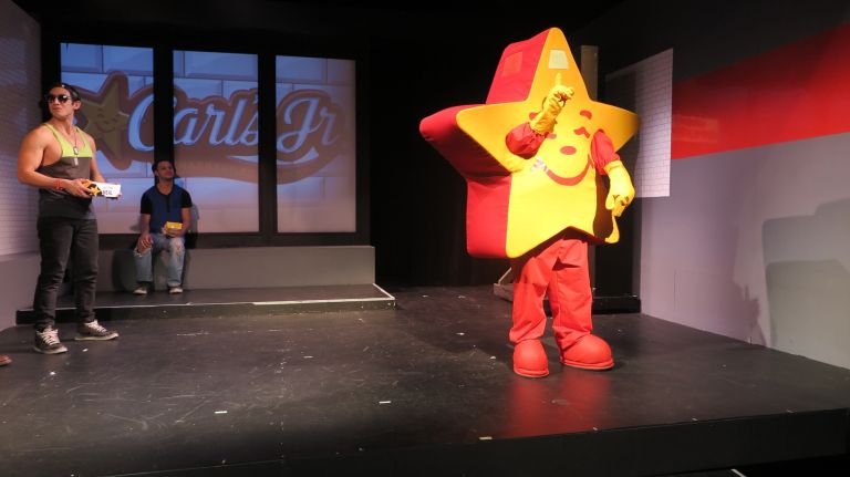 Carl’s Jr. mascot Happy Star played by Brooklyn actor in chain’s Off-Broadway show 1 Carl's Jr. mounted an off-Broadway play starring actor Rob Hille as mascot Happy Star Tuesday evening.