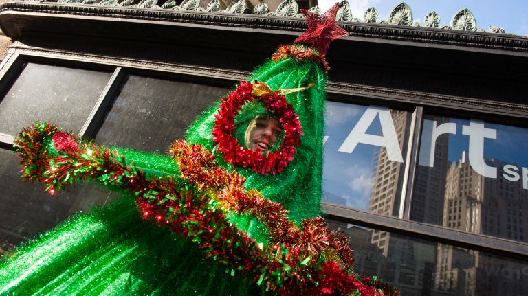 It wouldn't be Christmas without the tree, man, at SantaCon in Manhattan on Dec. 10, 2016.