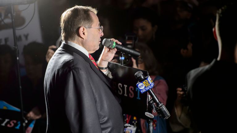 Rep. Gerald Nadler speaks at the rally in support of transgender youth at the Stonewall National Monument in Greenwich Village on Feb. 23, 2017.