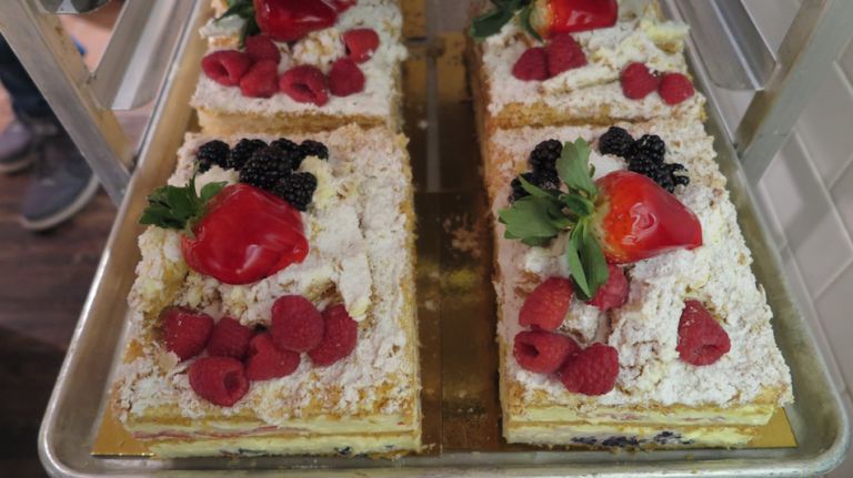 Because everyone craves fresh, warm baked goods past midnight, Martha's Country Bakery stays open until 1 a.m. on Fridays and Saturdays. The bakery, known for its jumbo berry Napoleons, above, never fails to see an endless line starting at 9 p.m., said manager Rubi Sevilla.