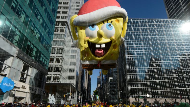 SpongeBob SquarePants makes its way down Sixth Avenue.