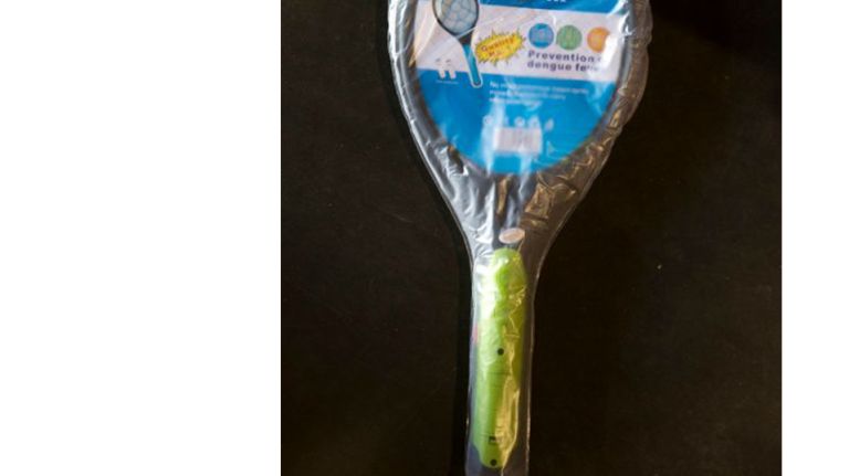 Hopefully there won't be any flies in the cabin of an airplane, but regardless, you can't bring this electronic zapper on board. The manual swatters are allowed.