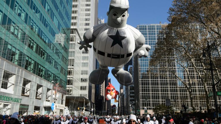 Harold The Baseball Player was one of the classic balloons to join the parade. 
