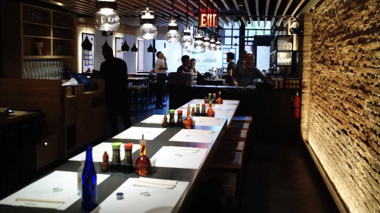 The location features large windows facing out onto both Fifth Avenue and Broadway, as the restaurant occupies an entire block.