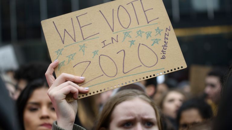 Trump protest in Foley Square: Photos of student rally against travel ban 13 Students gather in Foley Square in downtown Manhattan after a walkout to protest President Donald Trump's policies on Feb. 7, 2017.