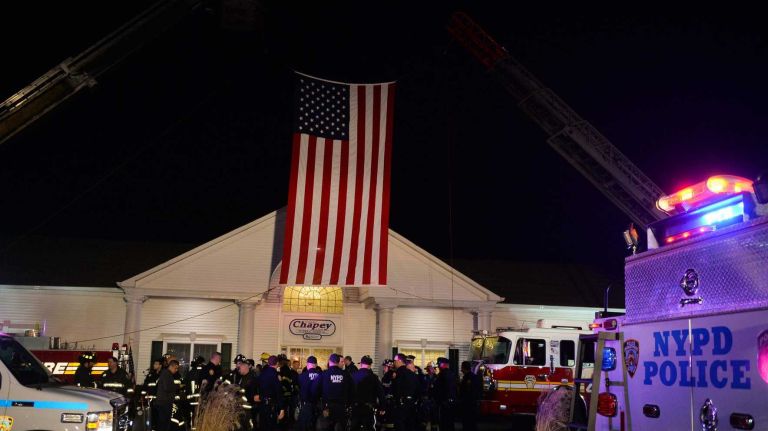 Bronx police shooting: Photos from the scene and more 25 Police officers and firefighters at the Chapey & Sons Funeral Home in Bethpage on Saturday, Nov. 5, 2016. Sgt. Paul Tuozzolo's body was transported to the funeral home from New York City by ambulance.