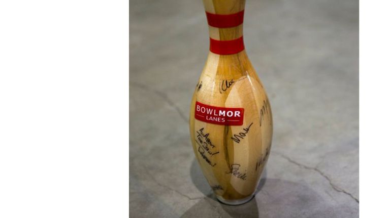 This souvenir Bowlmor bowling pin 