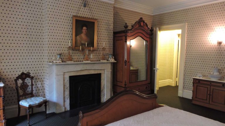 The centerpiece of the master bedroom is the portrait of Martha Bulloch Roosevelt that hangs just above the fireplace's mantel. She was the mother to four children -- Anna, Teddy, Elliott and Corinne. She was often referred to by her nickname, 
