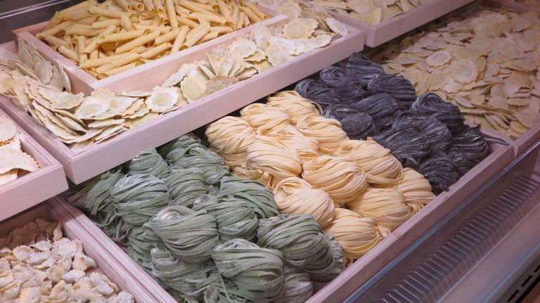 At Eataly, guests can purchase either fresh pasta made in-house (pictured) or dried pasta from the producer Gragnano in Italy, which is known for its deep flavor and creamy consistency. 
