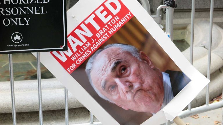 A sign at the Millions March NYC protest on Aug. 1, 2016 said Bill Bratton is wanted 