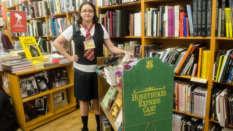 The trolley lady from the Hogwarts Express made an appearance at the Strand, selling Harry Potter notebooks, games and other goodies. Elsewhere in the store, brownies from Fat Witch bakery were passed out to witches and wizards waiting in line.