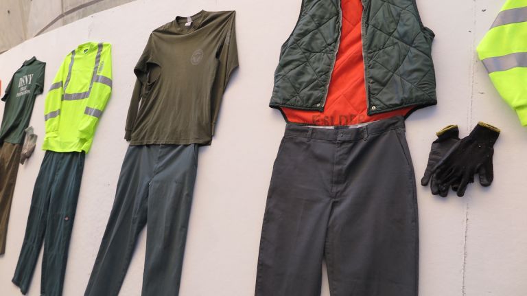 Preston took items from past Sanitation Department uniforms to create simple, sleek streetwear.