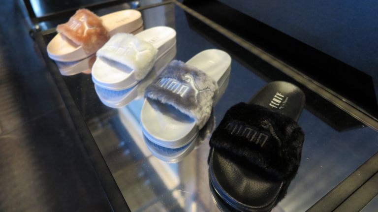 Rihanna's NYC pop-up debuts latest Puma collaboration ahead of NYFW 14 These quirky sandals majorly sold out the first time RiRi put them on the market, so now's your chance to pick up your pair.