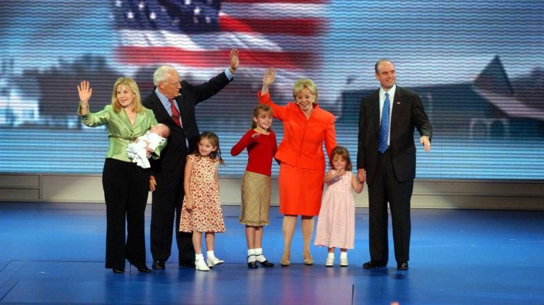 Vice President Dick Cheney and his family on stage at Madison Square Garden during the Republican National Convention on Sept. 1, 2004. 