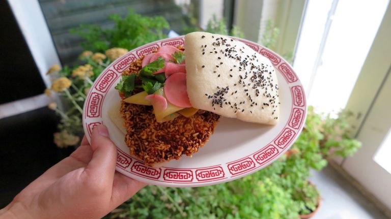 Ramen-crusted fried chicken sandwich, yum!