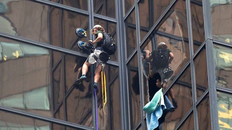 Police responding Wednesday afternoon when a man was scaling Trump Tower on Fifth Avenue on Aug. 10, 2016.