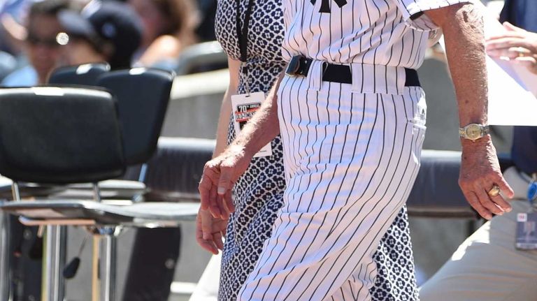 Former New York Yankees player Dr. Bobby Brown is introduced during the 70th annual Old-Timers' Day at Yankee Stadium on Sunday, June 12, 2016.