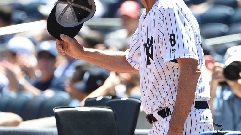 Former New York Yankees player Ralph Terry is introduced during the 70th annual Old-Timers' Day at Yankee Stadium on Sunday, June 12, 2016.