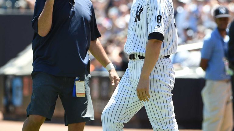 Former New York Yankees player Hideki Matsui is introduced during the 70th annual Old-Timers' Day at Yankee Stadium on Sunday, June 12, 2016.
