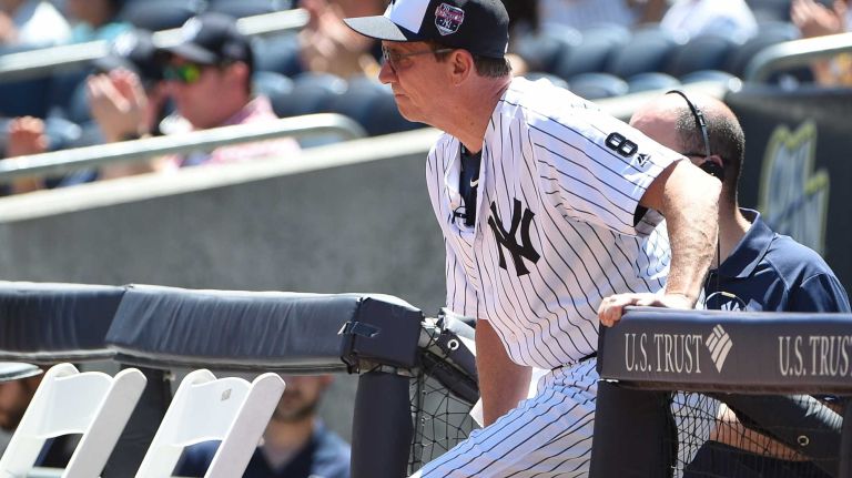 Former New York Yankees pitcher David Cone is introduced during the 70th annual Old-Timers' Day at Yankee Stadium on Sunday, June 12, 2016.