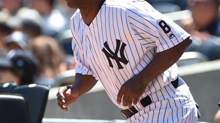 Former New York Yankees player Mickey Rivers is introduced during the 70th annual Old-Timers' Day at Yankee Stadium on Sunday, June 12, 2016.
