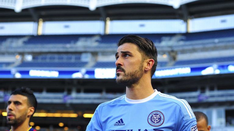 NYCFC vs. Real Salt Lake 40 New York City FC forward David Villa (7) walks onto the field prior to an MLS game against Real Salt Lake at Yankee Stadium in Bronx, New York on Thursday, Jun 2, 2016.