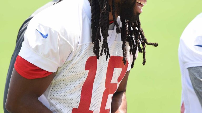 New York Giants wide receiver Geremy Davis looks on during the Giants Organized Team Activities at Quest Diagnostics Training Center on Wednesday, June 1, 2016.