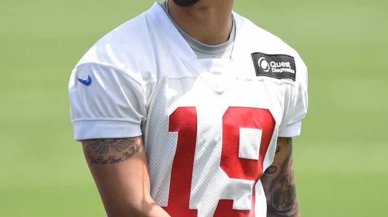 New York Giants wide receiver Myles White looks on during the Giants Organized Team Activities at Quest Diagnostics Training Center on Wednesday, June 1, 2016.
